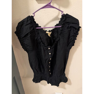 Jeanstar Black Linen Blend Blouse M